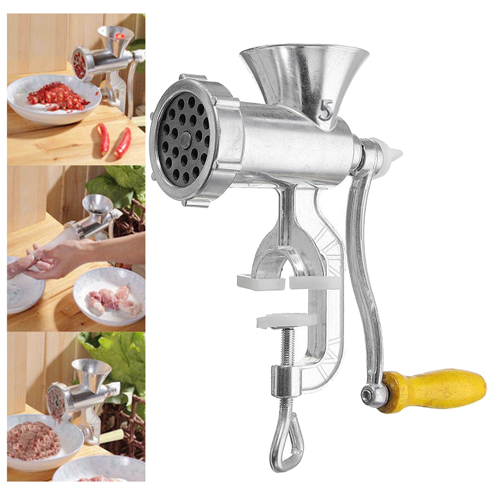 Stainless Steel Manual Meat Grinder Mincer Tool Table Hand Crank Sausage