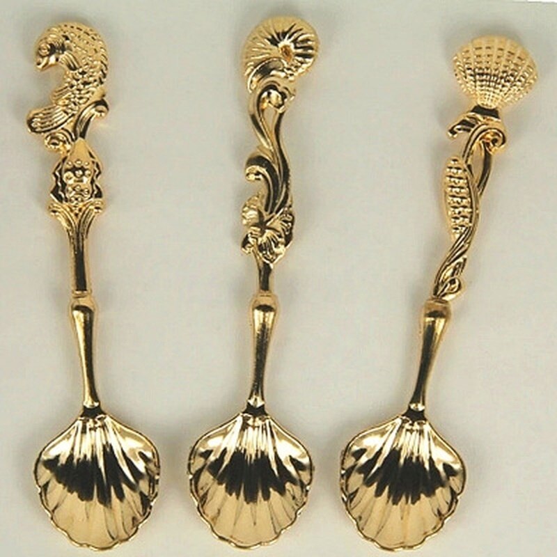 Shell Head Retro Ocean Series Coffee Spoon Cake Dessert Spoon Conch Drink Scoop Fruit Spoon Coffee Spoon