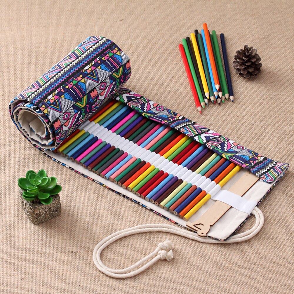 school supplies Pencil Case Bag pouch box Canvas Roll Pouch Comestic Makeup Brush Case Pen Storage Estuches pouch Stationery