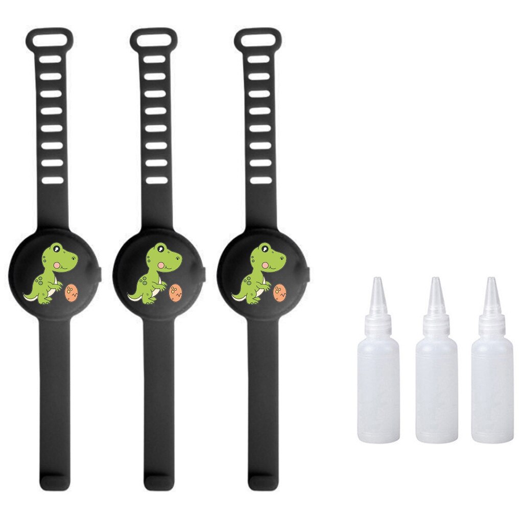 3 st handdesinfektionsmedel dispenser bärbar silikonarmband armband vuxen barn flytande armband handdispenser handtvättgel: Svart