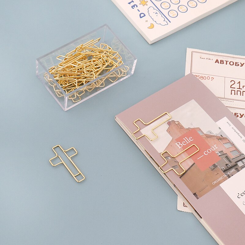 Kreuz Modellierung Gold Papier Clip Lesezeichen Dekoration geformt Stift Schreibwaren Papier Clip Papier Clips Papeleria Büro Zubehör