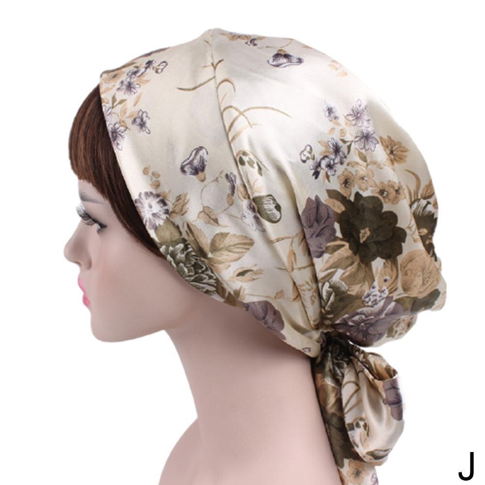 Soft Silk Women Night Sleep Shower Cap Adjustable Ladies Long Hair Care Bonnet Headwrap Hat Durag Soft Satin Hats Accessories: J