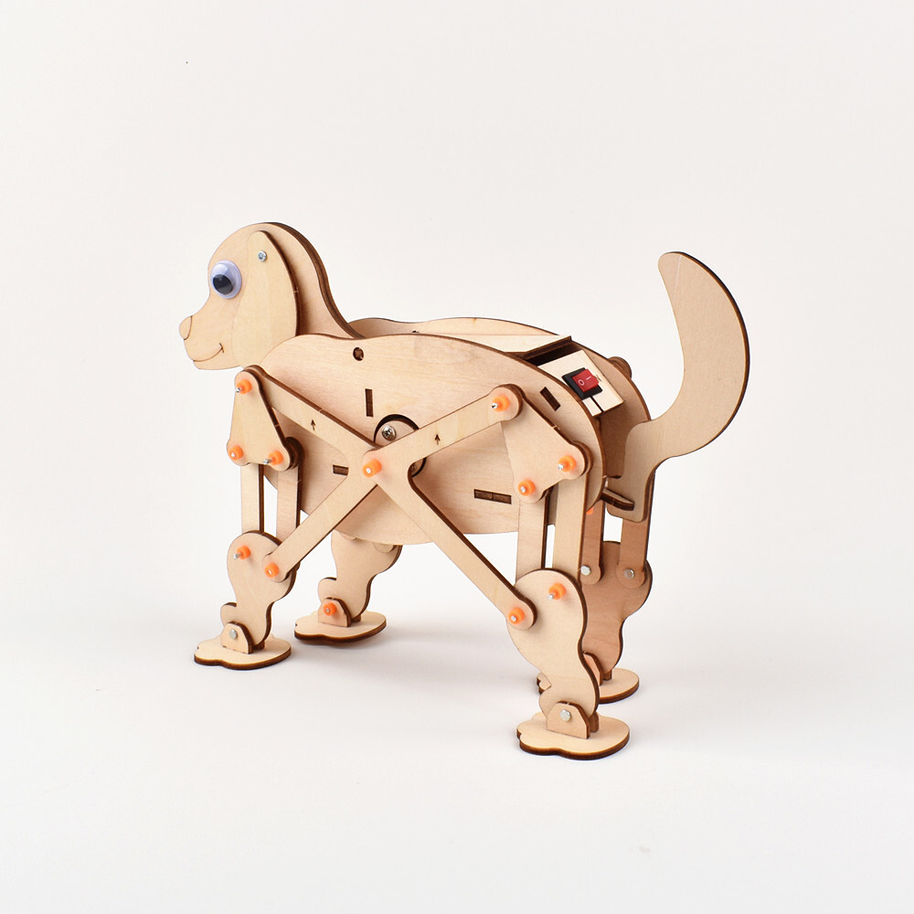 Wooden mechanical dog 3D DIY Model wooden Puzzle Painted electric dog assembly for