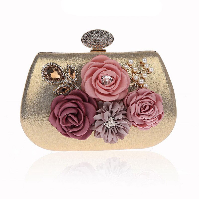 Sac à main bleu doré pour femmes | Pochette pour femmes à fleurs exquises, pochettes de soirée pour Banquet de mariage, sacs à main ZD1068: Gold