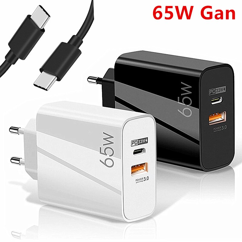 65W GaN Charger QC 3.0 PD 3.0 Quick Charge Fast Charging For iPhone 13 Pro Xiaomi Huawei Oppo Type C PD USB Mobile Phone Charger