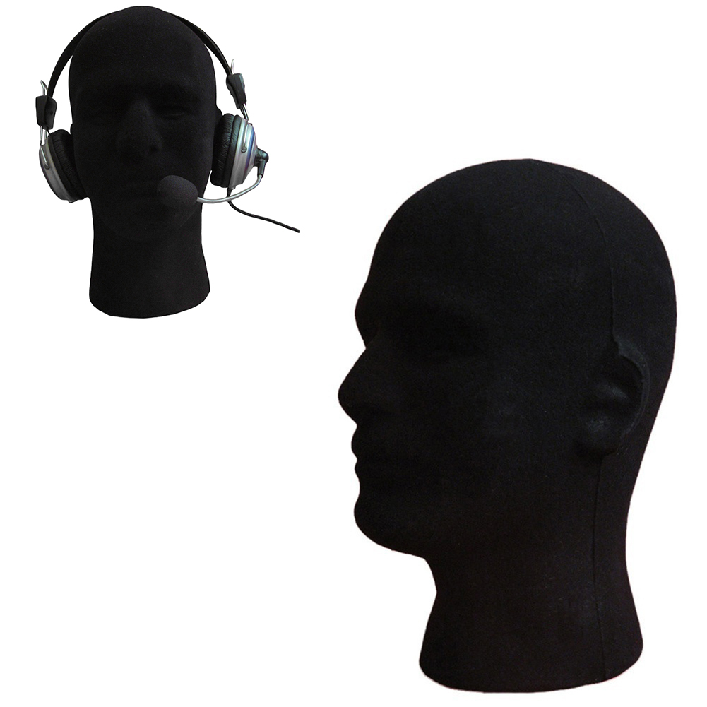 Männlich Schaum Beflockung Kopf Modell Gläser Headset Perücke Display Stand Werkzeug Schaufensterpuppe friseur kopf Schwarz schaum mannequin haar kopf