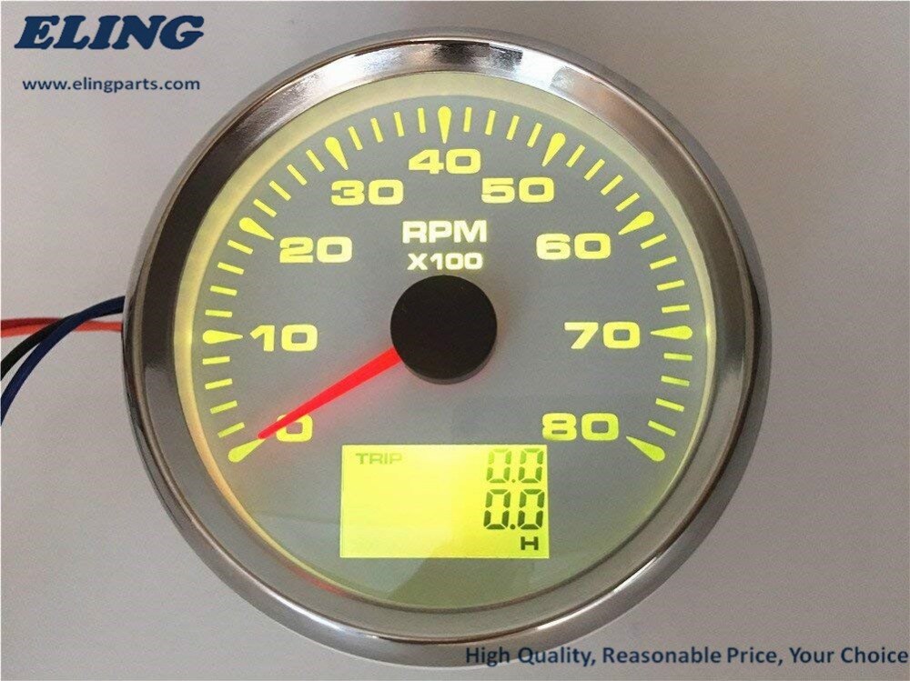 Universal Tacho Sensor 85mm Waterproof Marine Car Boat Tachometer Gauge With Hour Meter 8000RPM Tachometer