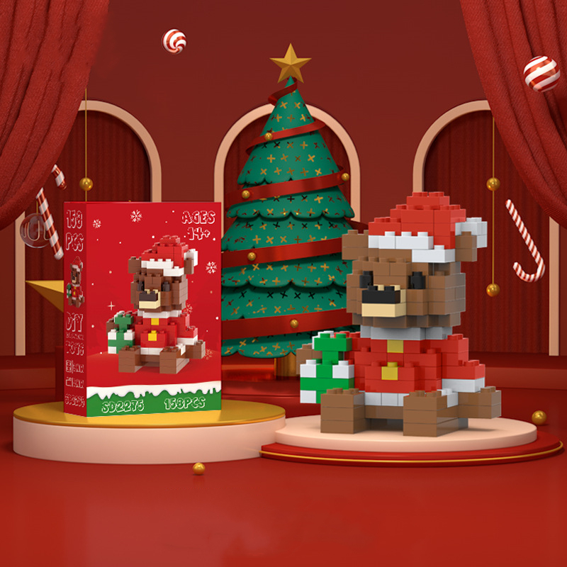 Christmas Series Of Particle Diamond Building Blocks Educational Assembling Toys Christmas Tree Santa Claus Small Ornaments: Red