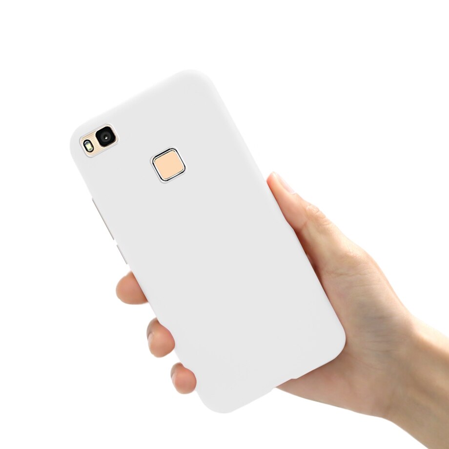 Zachte Gevallen Voor Huawei P9 lite Case Slim Candy Color Silicone Cover Voor Huawei P9 Lite P9lite P 9 lite Case cover Funda: White