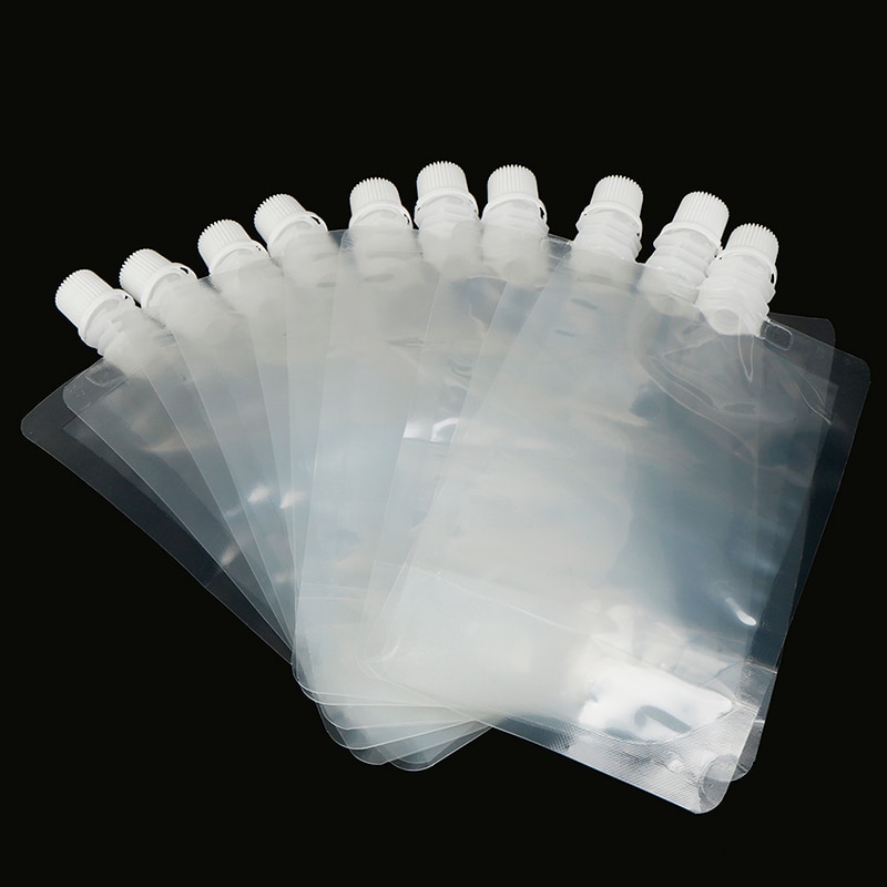 Bolsa de plástico transparente para bebidas y zumo, frasco transparente de succión para líquidos frescos, bolsillo de embalaje, 10 Uds., 200ml