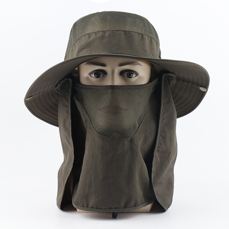 Camoland uv beskyttelse solhatte med ansigt hals flap kvinder mænd åndbar mesh spand hatte mandlige udendørs vandreture fiskeri cap