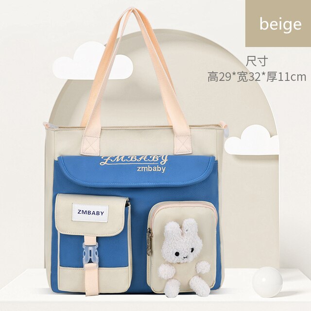 Sac à dos dessin animé lapin pour enfants, cartable pour écoliers du primaire, cartable mignon pour filles et garçons: HANGBAG  beige