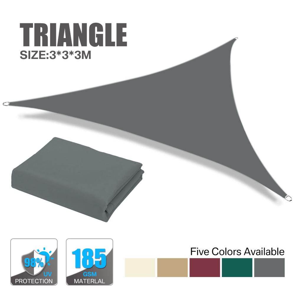 Sun Shade Sail Triangle 3x3x3m with Fixing Kit 98%UV-Protection Breathable Awning Canopy for Garden Outdoor Patio Grey