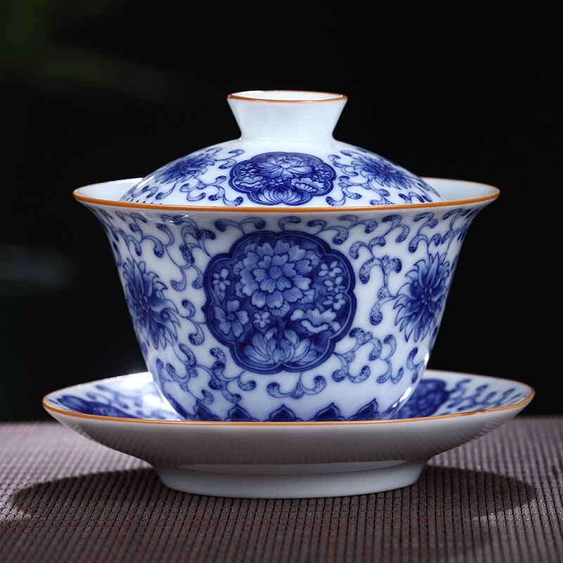 Taza de té de cerámica de Jingdezhen, tazón de té de porcelana azul y blanca hecho a mano, accesorios de té de porcelana china: A4--11.6x9.5cm