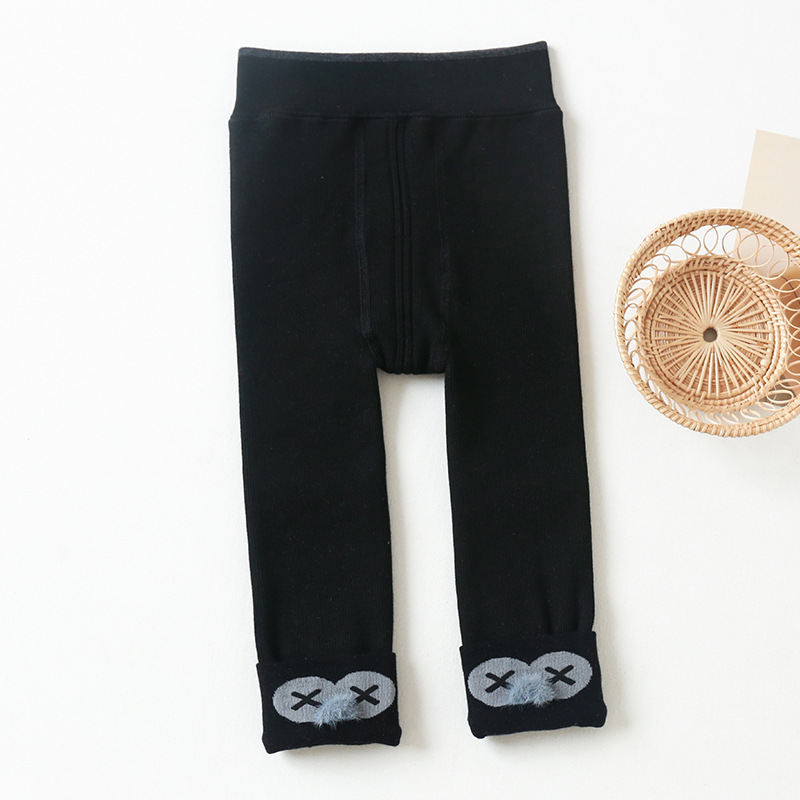 0 a 2 Anni di Autunno di Inverno Del Bambino Della Ragazza Delle Ghette Fodera In Pile di Spessore Leggings Caldo Per I Più Piccoli A Doppio Ago Neonati Del Bambino pantaloni: Black / 12 to 24M