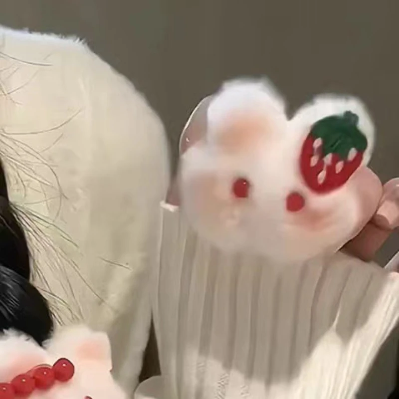 Hase Pelzigen Haar Schleife Haar Clip Weibliche Weiche Nette Rouge Kaninchen Haar Seil Schüler Pferdeschwanz Haarnadeln Mädchen Zubehör