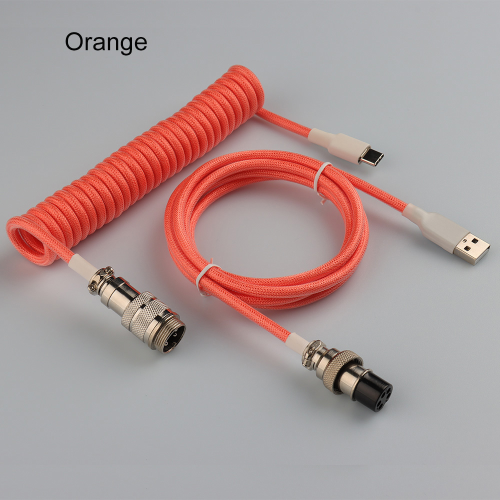 Cable de teclado Usb en espiral LANO, teclado en espiral negro, Cable Usb tipo C, conector de aviador de Metal, Cable de teclado Usb GX16 para juegos: Negro