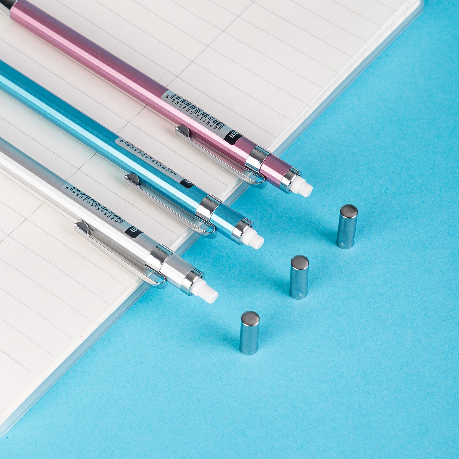 Deli Metal Mechanical Pencil 0.5mm / 0.7mm with Lead Retractable Black Lead Pencils Stationery