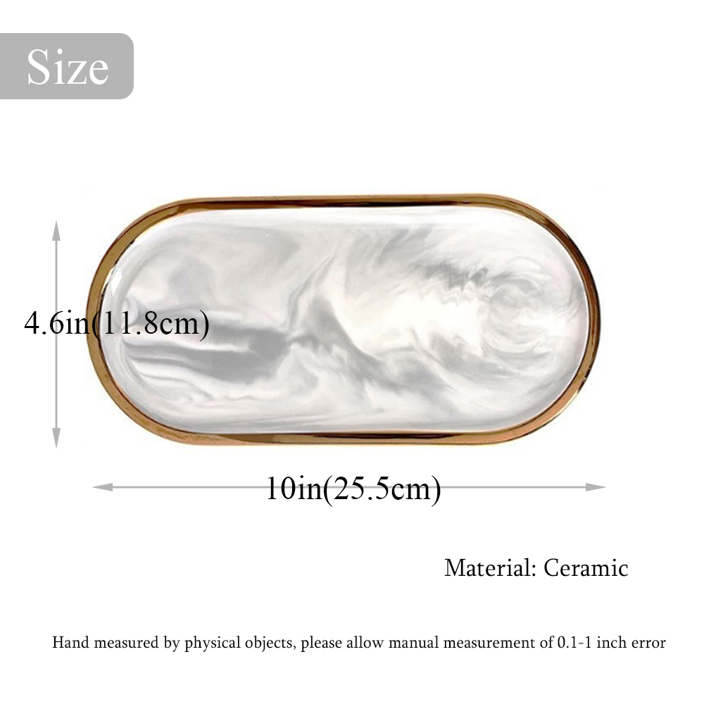 Marmer Keramische Ovale Plaat, Chic Ring Gerecht Sieraden Schotel, dessertbord Taart Plaat Cosmetica Organizer Home Decor Huwelijkscadeau