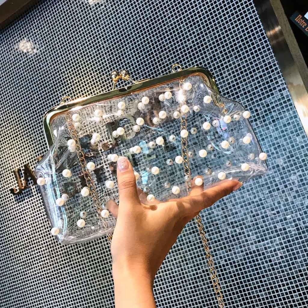 Sacs à Main en PVC Transparent pour femmes H10, sacoche transparente en perles, sacoches pour dames, sacs à bandoulière, # H10