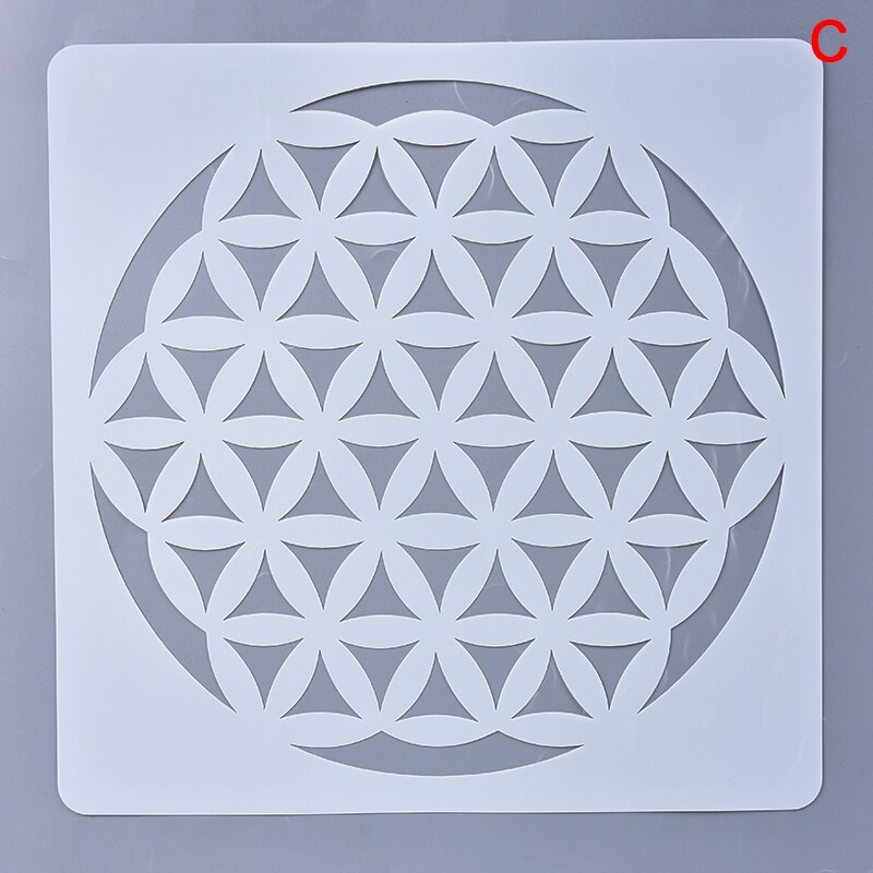 Mandala Lotus Schablone Malerei Geometrie Boden Zauberstab Dekorative Vorlage DIY Sammelalbum Färbung Präge Album Werkzeug: C