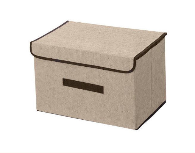 Storage Box Foldable Linen Cloth Collapsible Storage Cube Bin Storage Cube Box Fabric Storage Box Organizer Storage Bins: small size / Beige