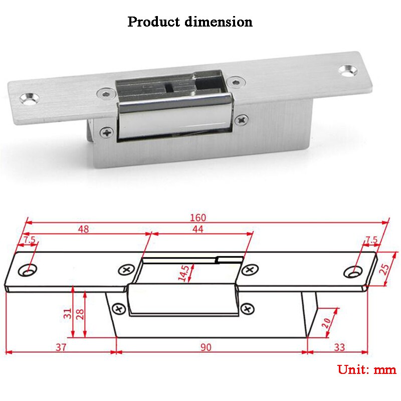 12V NO NC Electric strike Fail secure Fail safe Mechanical lock tongue Electric Door lock Access control