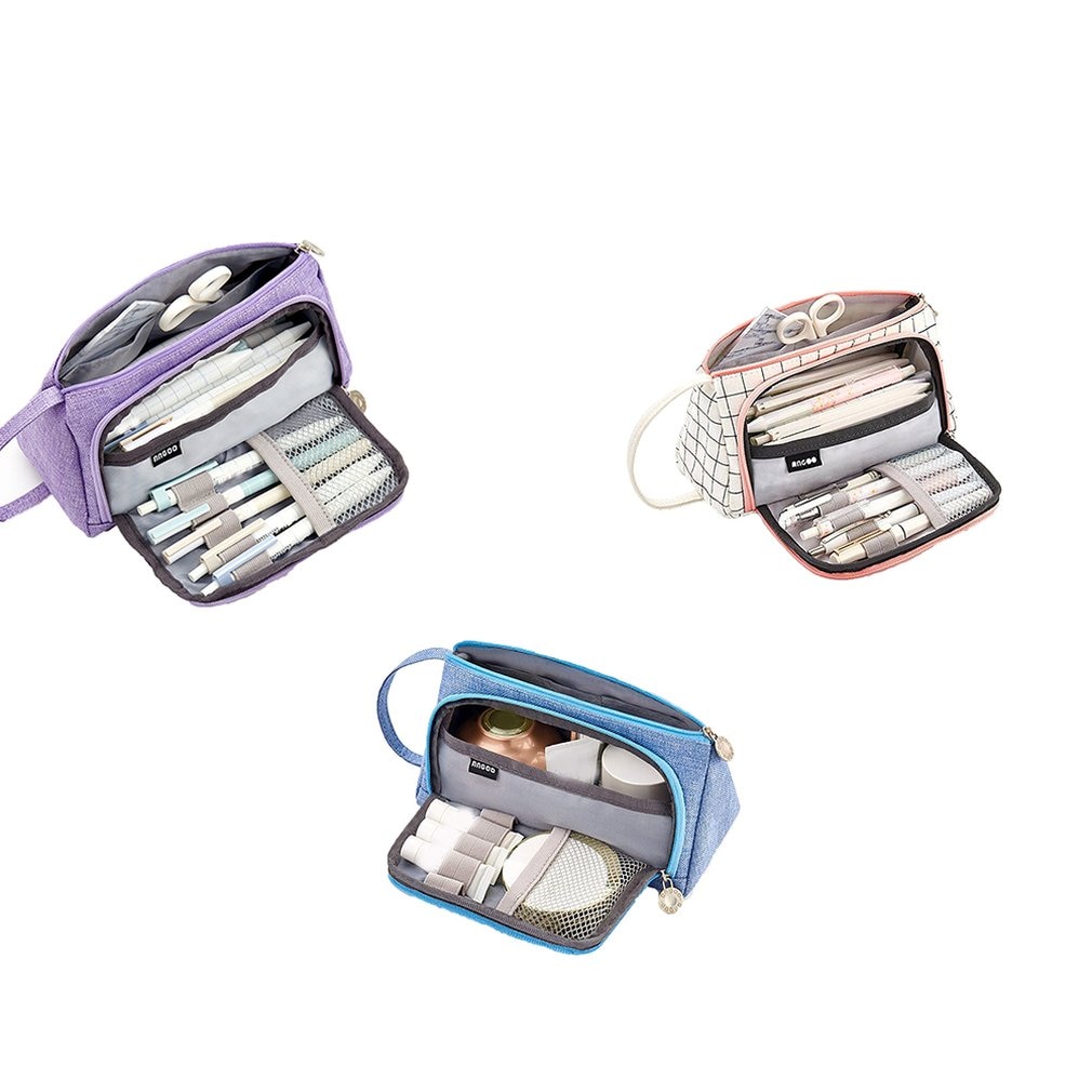 Super porte-crayon Kawaii grande capacité crayon école stylo étui fournitures crayon sac école boîte crayons poche papeterie