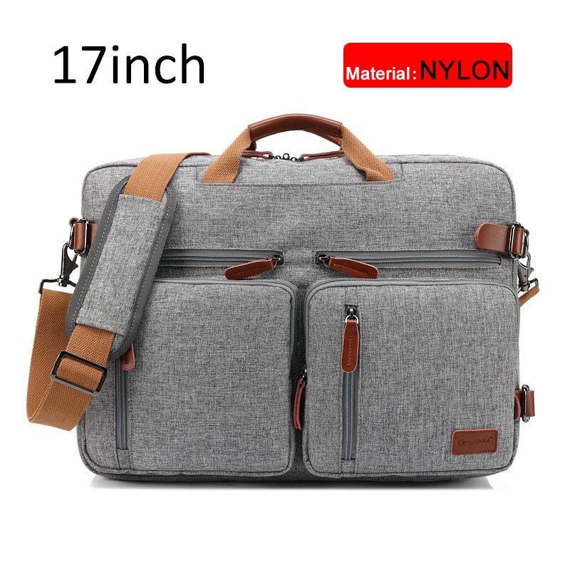 17 Inch Convertible Briefcase For Men Business Handbag Messenger Bag Casual Laptop Multifunctional Travel Bags Male: Gray nylon 17 inch