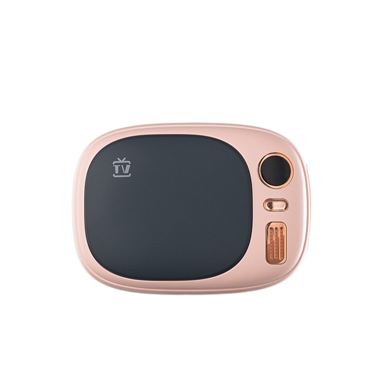Qw -n08 retro tv handwarmer oplaadbare usb mini powerbank grote capaciteit verwarming: Roze