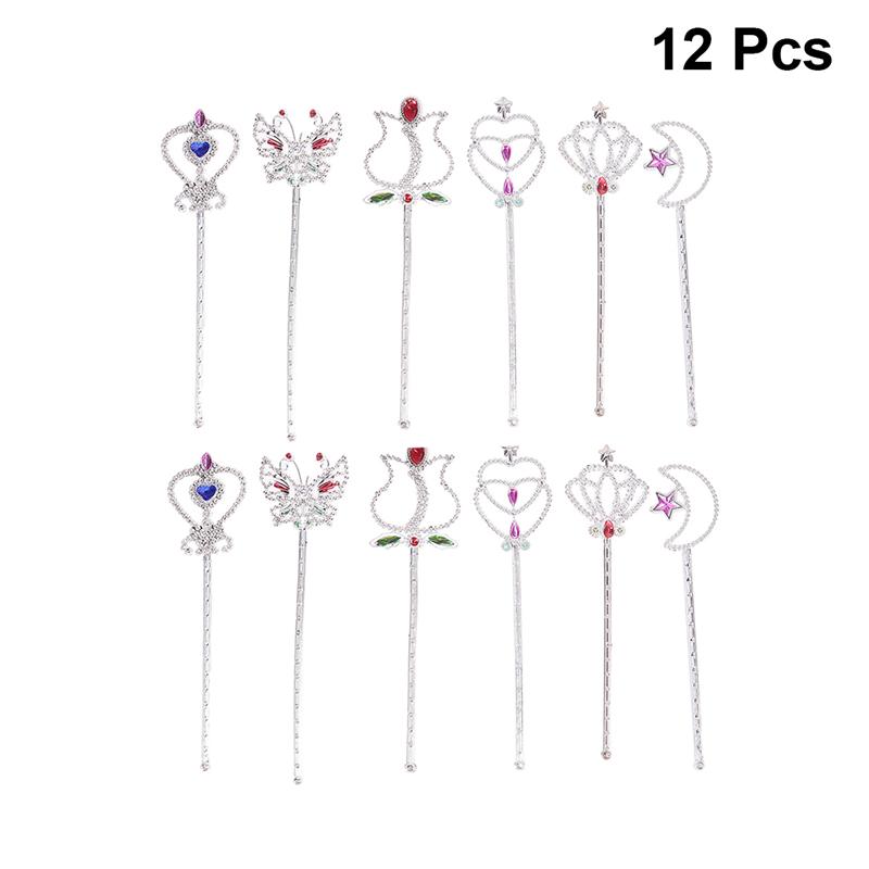 12/24Pcs Plastic Mooie Vlinder Wands Rose Magic Hart Angel Fairy Stick Voor Meisjes Verjaardagsfeestje Cosplay bruiloft Cos: As Shown