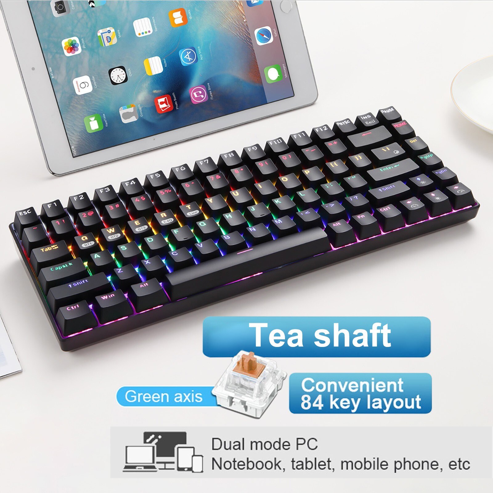 Xm rf84 mechanical keyboard 84 key bluetooth 5 0 a vicedeal