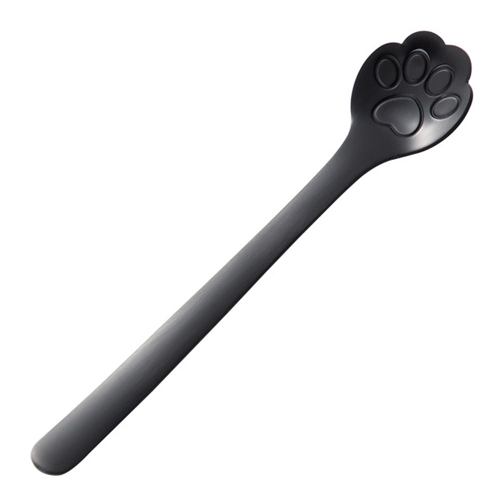 Rvs Gold Hond Kat Paw Claw Hollow Lepel Roeren Lepel Thee Koffie Dessert Lepels Leuke Keuken Gereedschap: BlackNon Hollow
