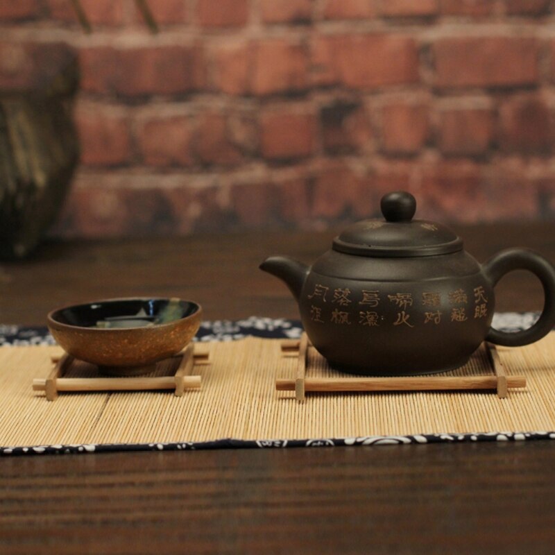 Solid Wood Tea Tray Drainage Cup Teapot Mat Gongfu Tea Table Serving Plate