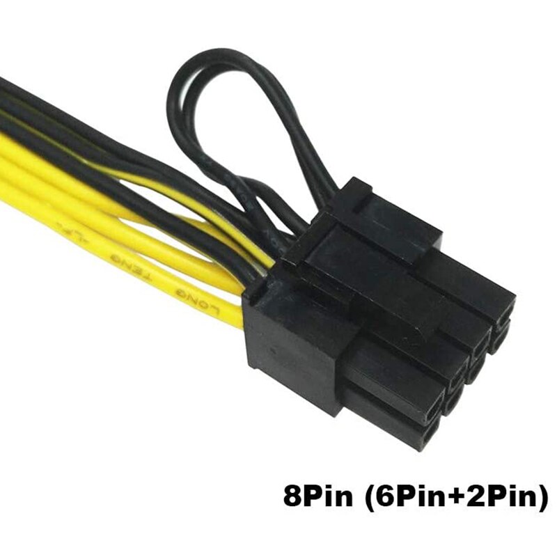 PCIe 6 Pin Male to 8 Pin (6+2) Male PCIe Adapter Power Cable PCI Express Extension Cable 12.5 Inches