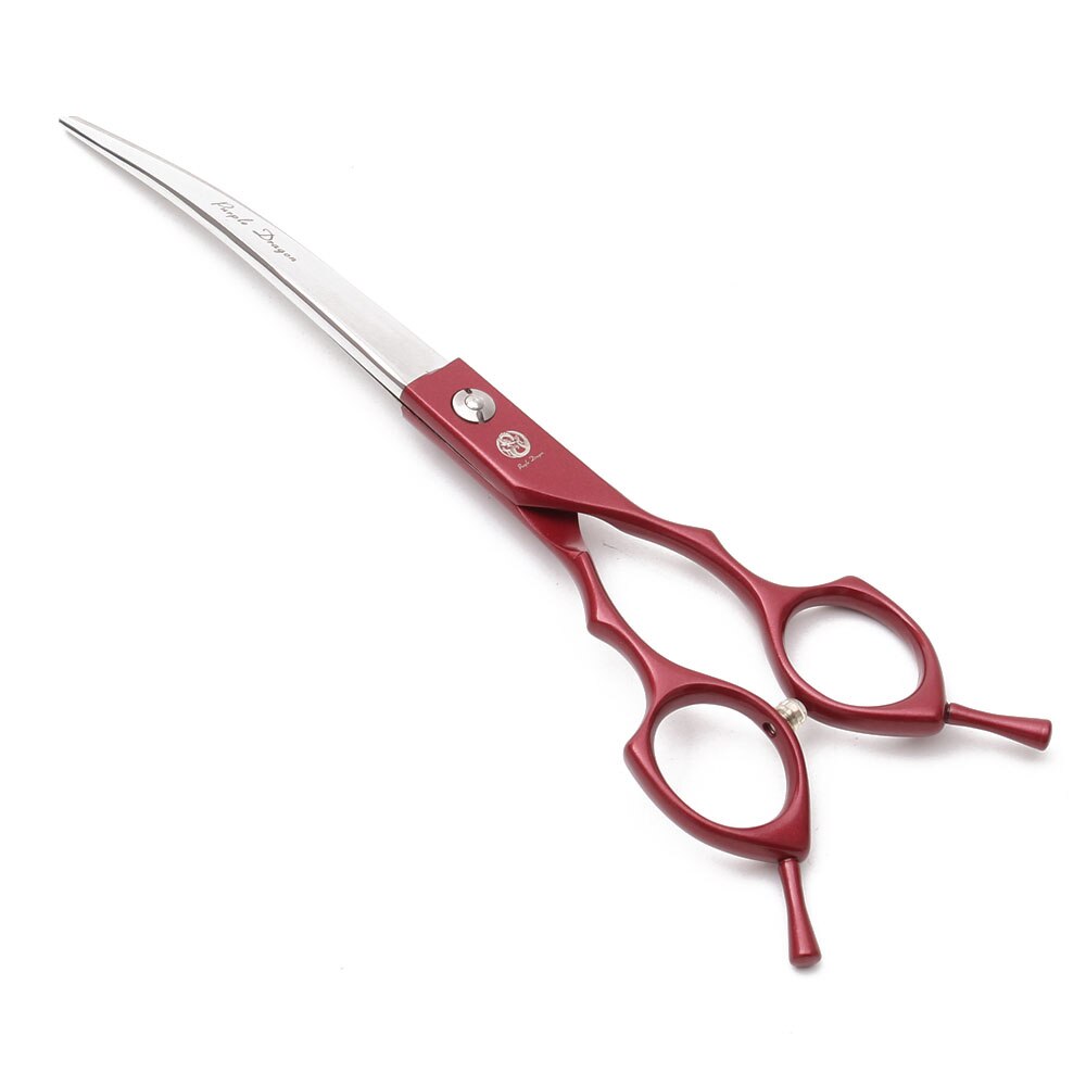 Purple Dragon-Tijeras de aseo para perros, 6,5 ", 7", Japón 440C, tijeras rectas, tijeras curvadas hacia arriba/abajo, Z4009: 7.0 inch / Down Curved-Red