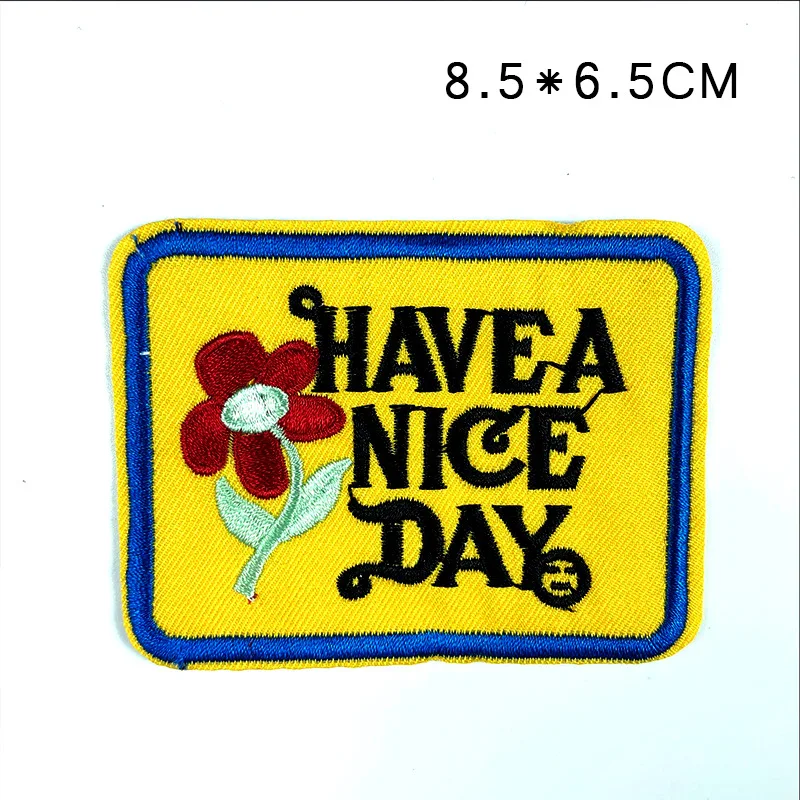 Blumen-Stoff-Aufkleber „verfügen über A nett Day“, Sonnenblume, selbstklebende Stickerei, Abzeichen, Kleidungszubehör, Stelle