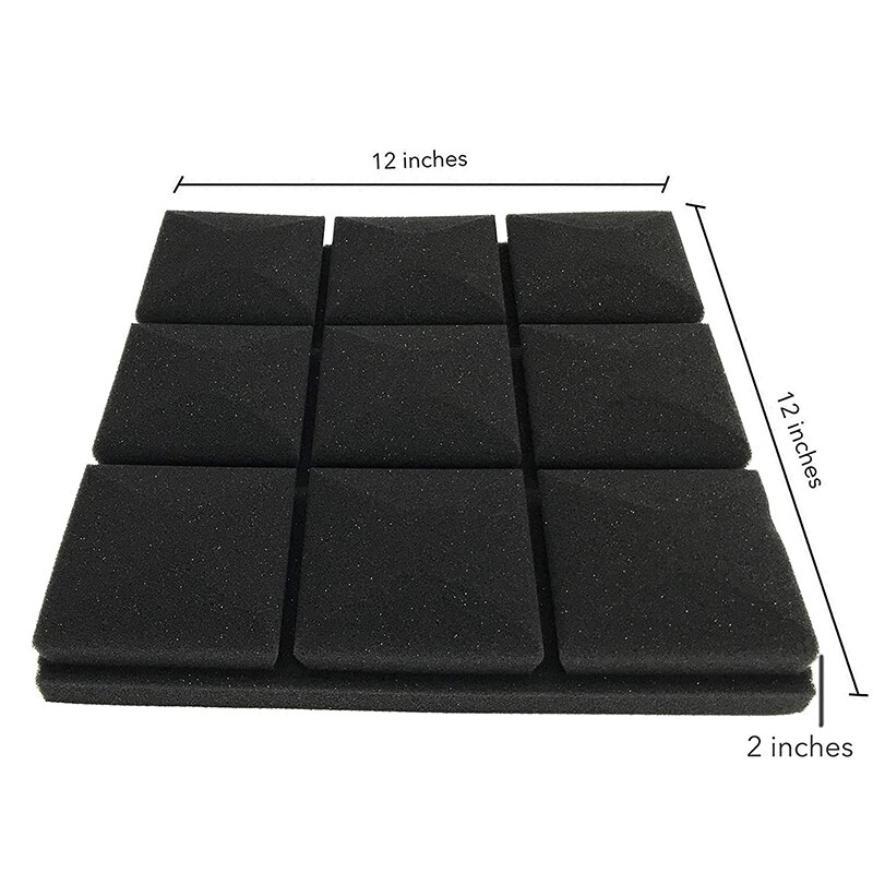 Lot de 12 mousses acoustiques de studio Panneaux d'épreuvage à absorption acoust