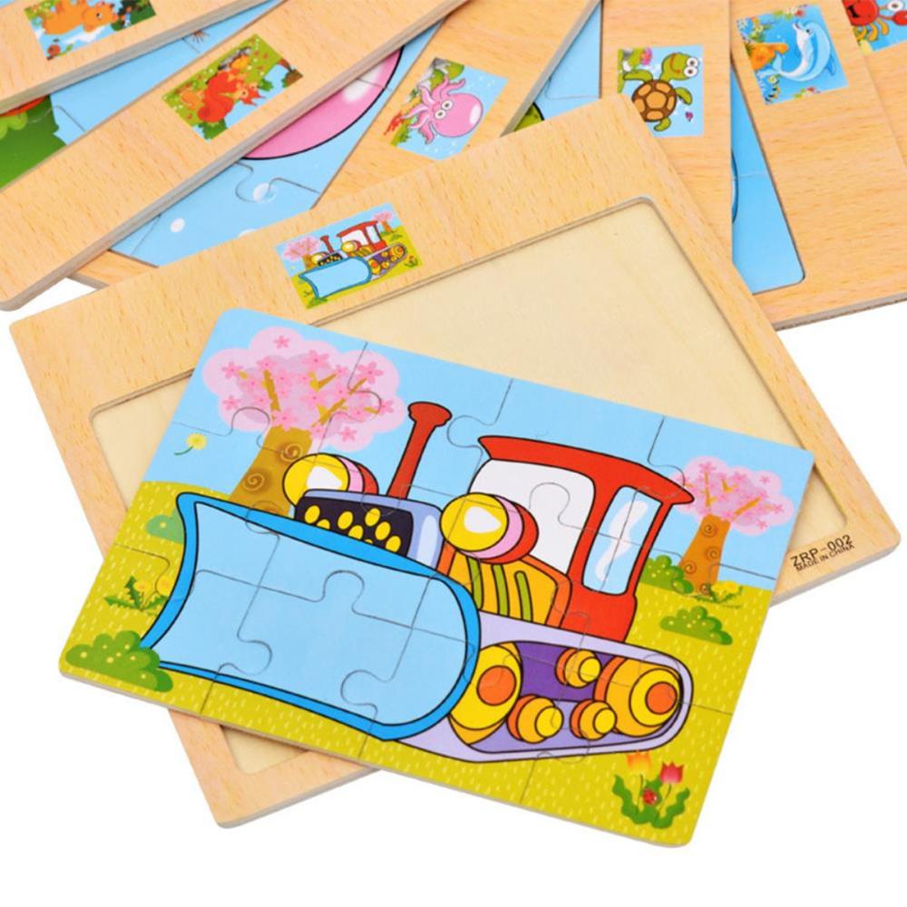 15x17cm Formato Animali di Legno E Auto Puzzl Puzzle Bordo di Giocattoli Per Bambini di Educazione Precoce Interessante Puzzle Di Legno Del Giocattolo