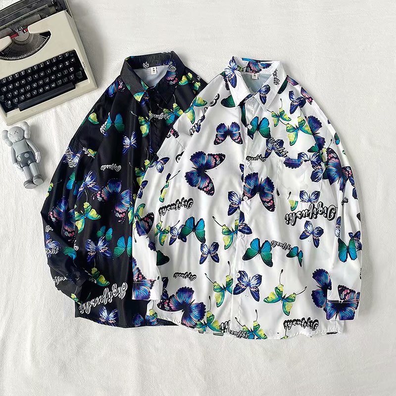 herbst eins Hafen stil salz hemd männer und frauen schmetterling drucken Yuppie- faul Wind drapieren Übergröße-Shirt