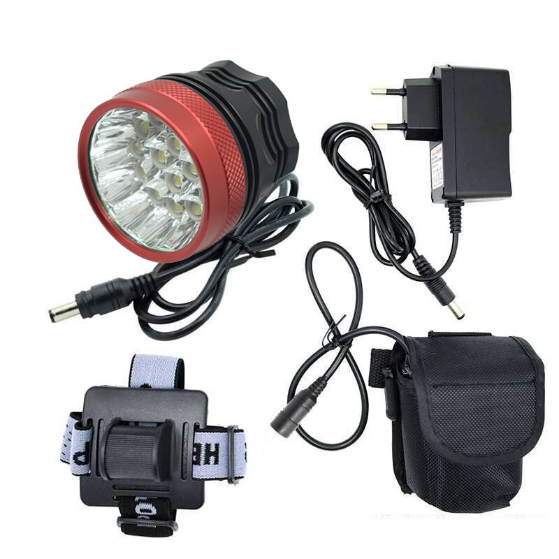 Super Helle Fahrrad Licht 40000lm 16 * XML-T6 Fahrrad Vorderseite Licht LED Lampe 3 Modi Scheinwerfer draussen Radfahren lampe Fahrrad zubehör: Schwarz