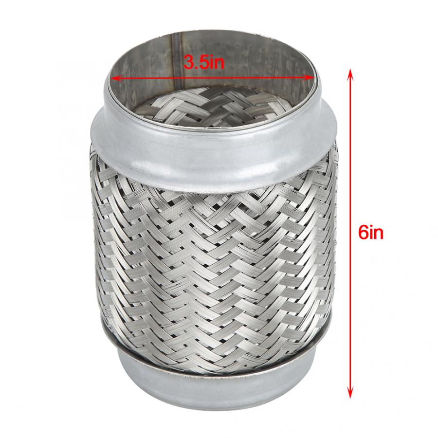 Exhaust Systems 3.5 x 6in Stainless Steel Flexible Exhaust Pipe Braided Internal Corrugated Tube