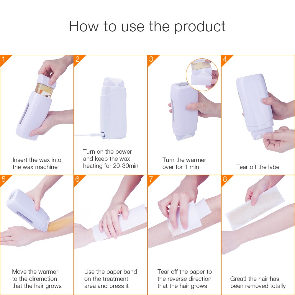 Single Handheld Depilatory Wax Hair Removal Machine with EU/US Plug Portable Epilator Roll On Depilatory Heater