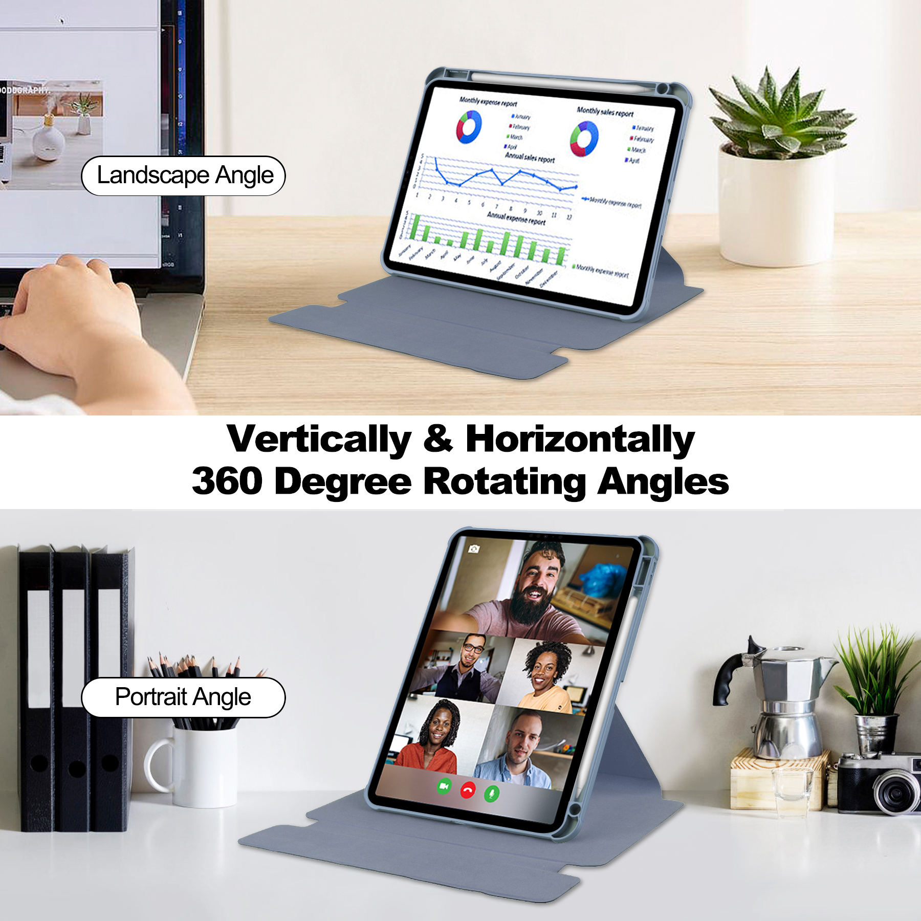 Tablethoes voor Ipad Air 13 2025 2024 Tablet Transparant 360 ° roterend toetsenbord lederen hoes