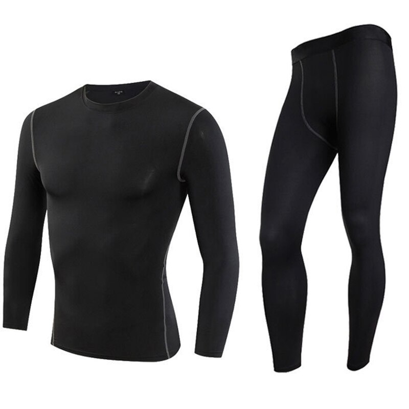 YSMOTOGO Thermal Underwear Set Man Motorcycle 4 Seasons Skiing Warm Base Layers Sportwear Tight Long Shirt &amp; Tops Set Clothing: L / without line