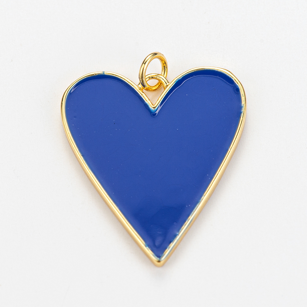 10 Kleuren Grote Emaille Hart Hanger Unieke Gouden Kleur Koper Romantische Liefde Bedels Voor Ketting Sieraden Maken Leuke Accessoires: sapphire