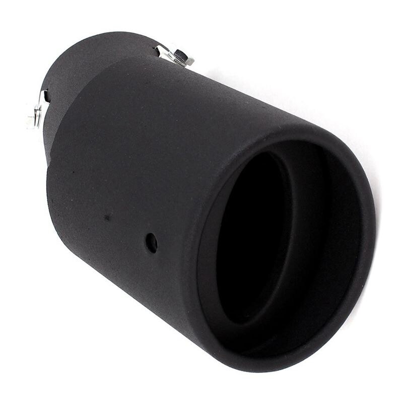 -60mm Oval Curved Tip Exhaust Silencer Rear Tube Black