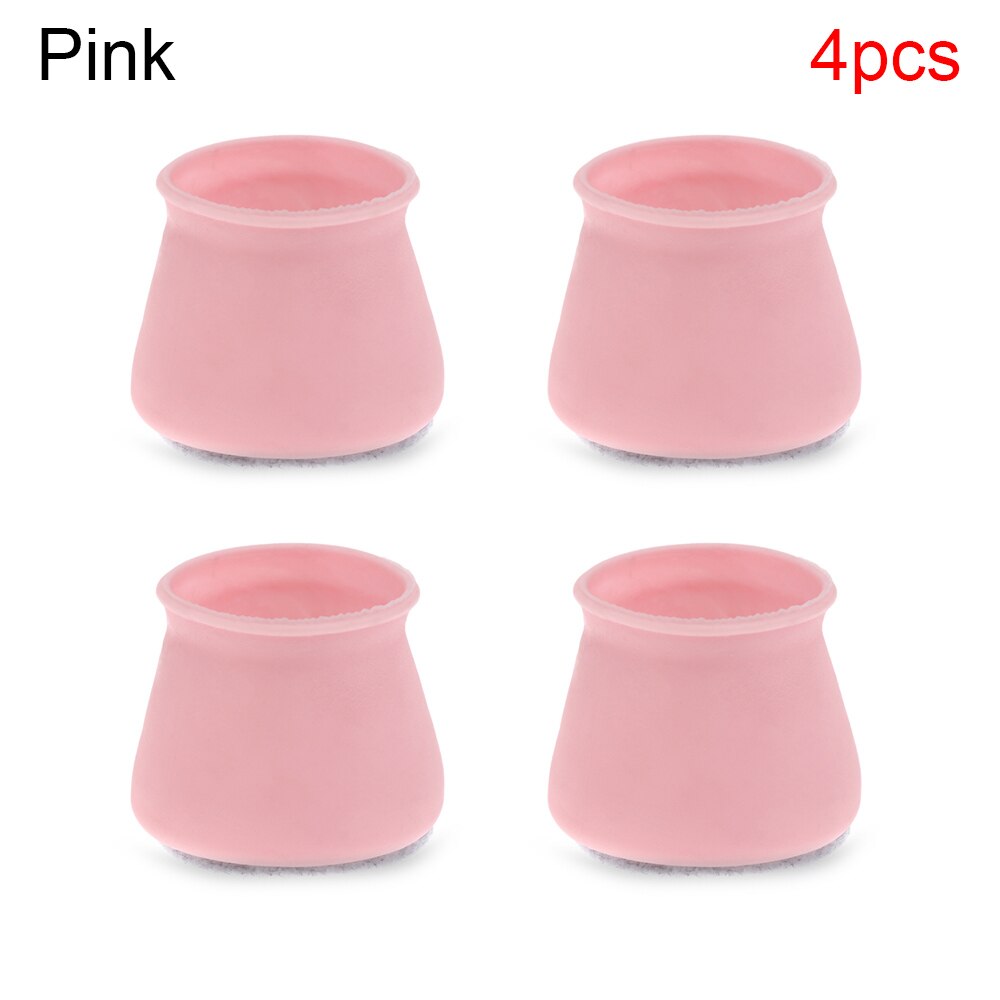 4 stuks siliconen stoelpootdoppen voetbeschermers slijtvaste antislip vilt meubel tafelpoothoezen houten vloerbeschermers: Roze
