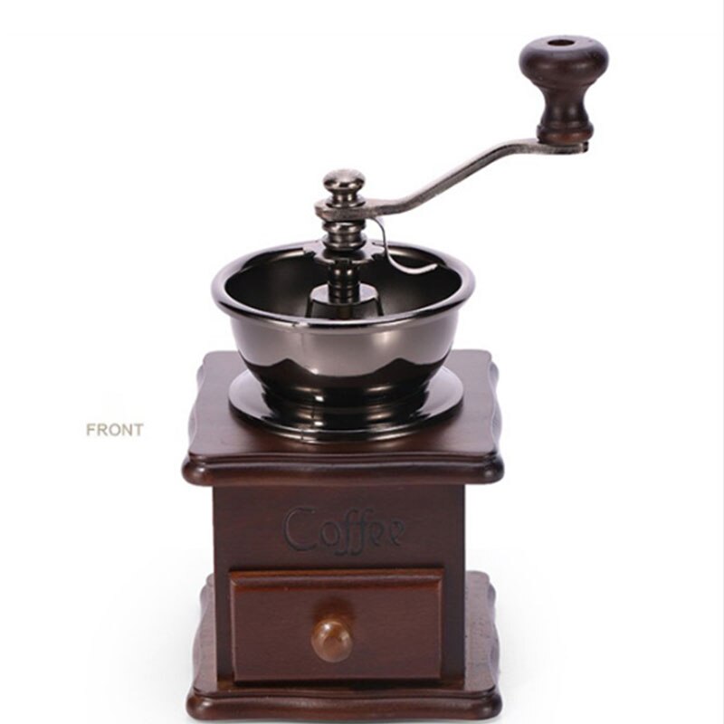 Klassieke houten handmatige koffiemolen hand roestvrij staal retro koffie kruiden mini braammolen met hoge keramische molensteen