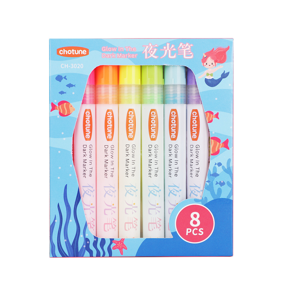 8 Farben fluor zierende Stifte Text marker bunte Farbe Stift leuchten im Dunkeln hell diy leuchtenden Markierung stift Bastel stift zum Zeichnen